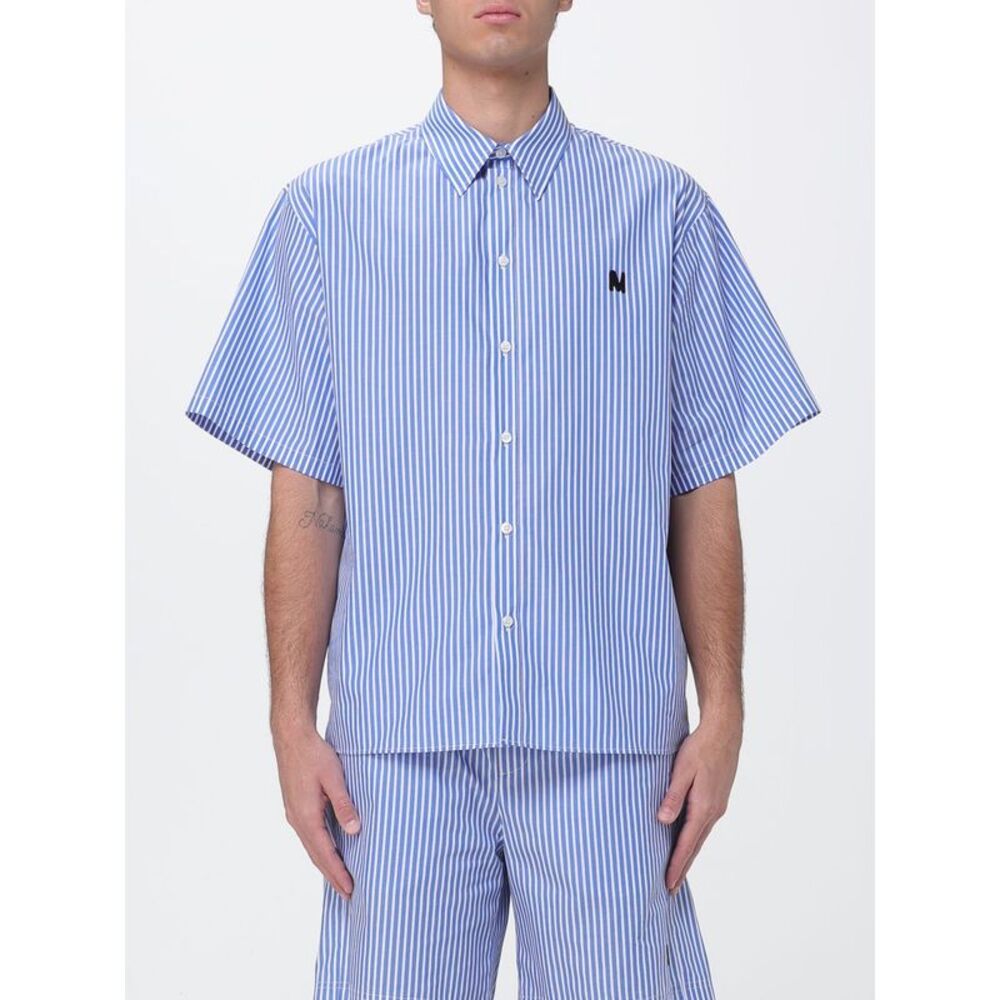 Msgm Shirt Men Gnawed Blue